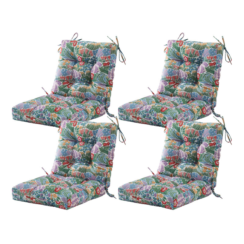 Outdoor 4'' Seat / Back Cushion, Purple Floral