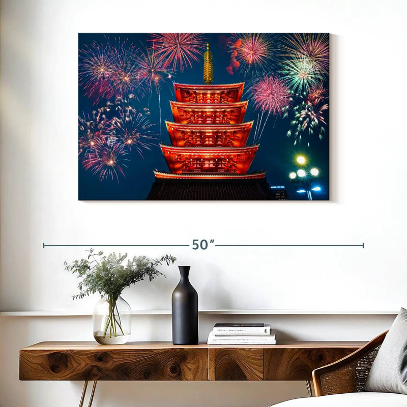 Senso Ji Temple Fireworks, 26" H x 39" W
