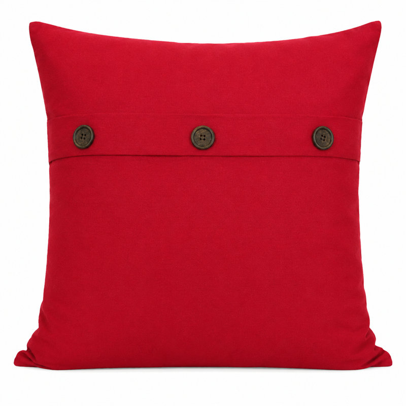 Solid Button Down Blend 20" Throw Pillow, Red