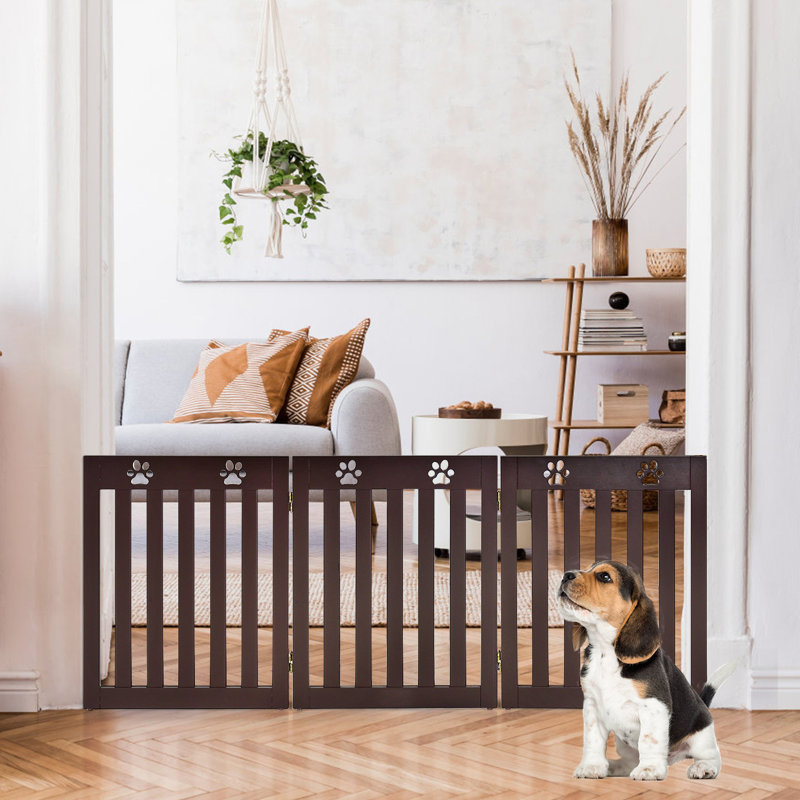Lizbeth Wood Free Standing Pet Gate, Brown