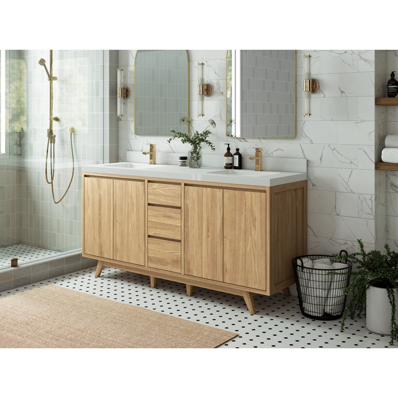 Ensemble de meuble-lavabo double 72 po Madison, Empira blanc, Naturel