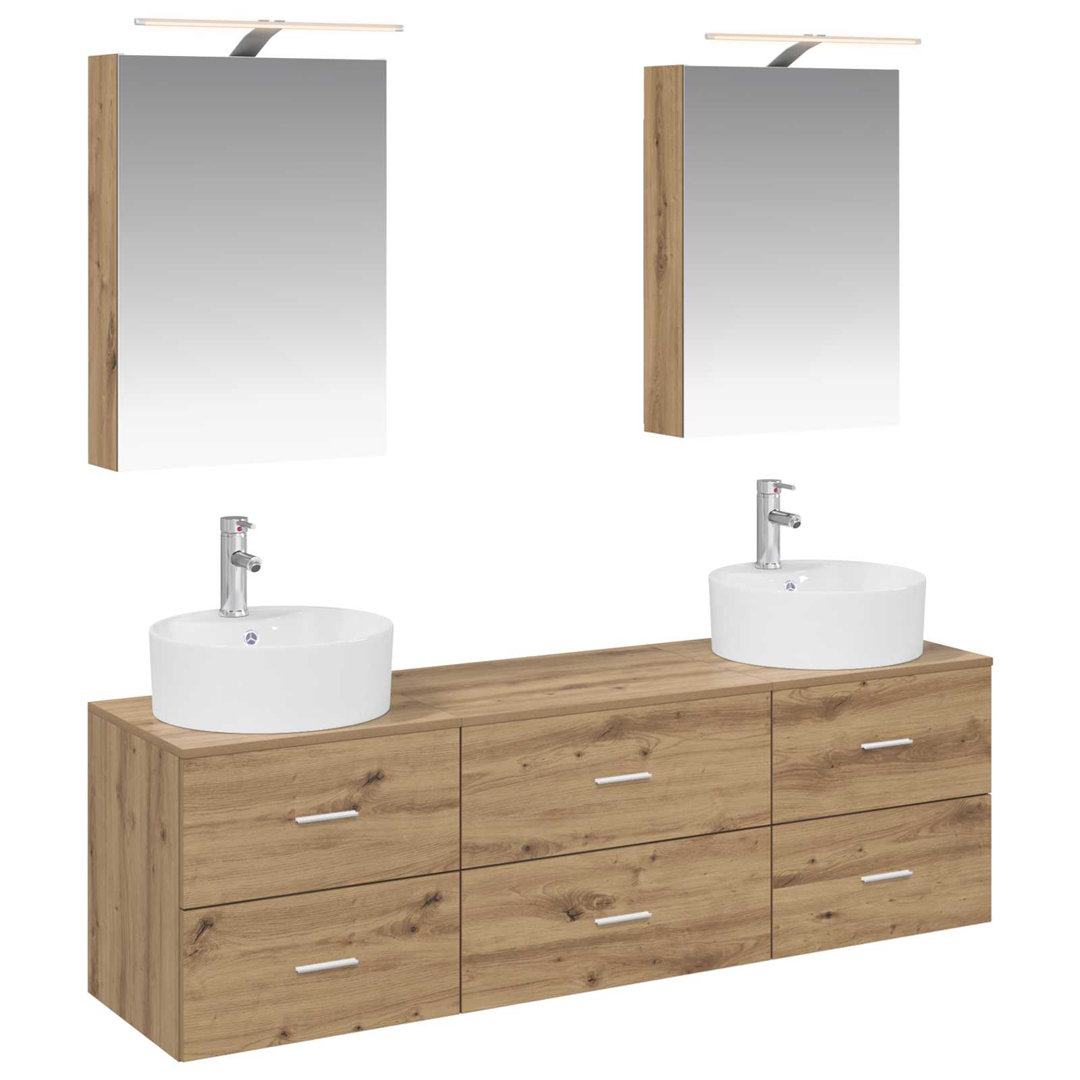 vidaXL Bathroom Furniture Set 5 pcs Engineered Wood and Glass Vanity Unit Home