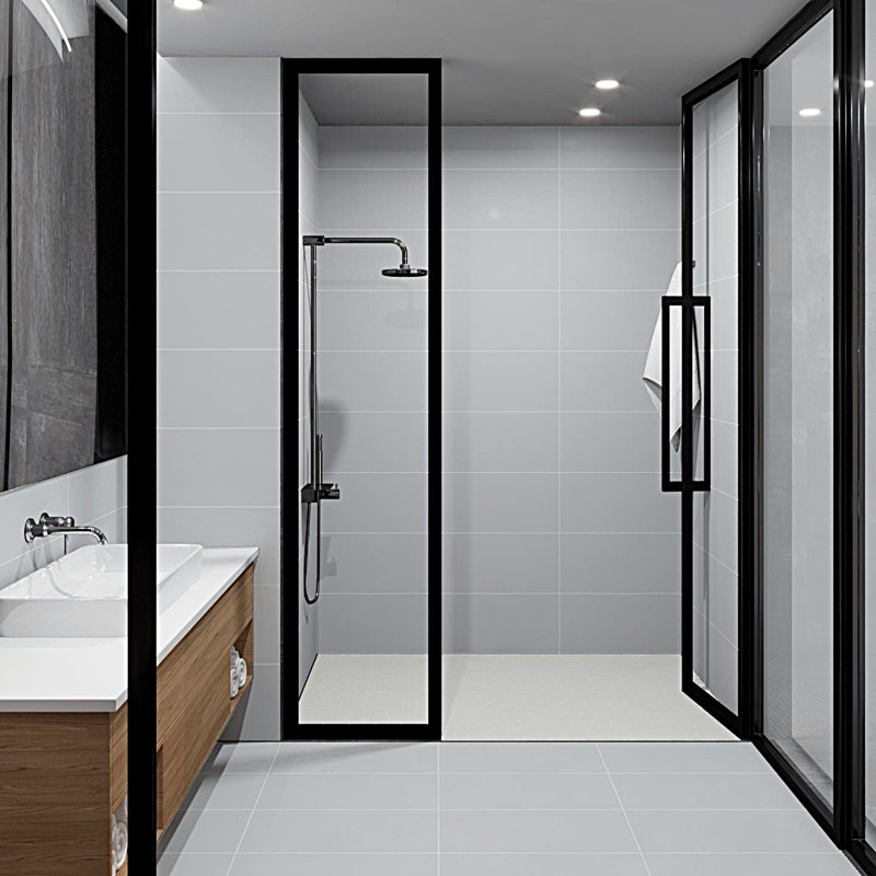True Story Polished 12'' W x 24'' L Porcelain Throughbody Singular Tile, Light Gray
