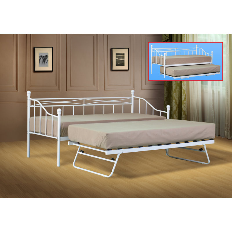 Leonardo Steel Daybed (Trundle Not Included), Small Single (2'6), White