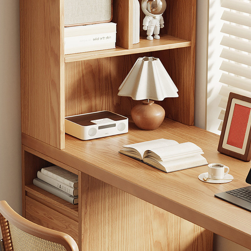 Burlywood Rectangular Solid Wood with 3 drawers desk