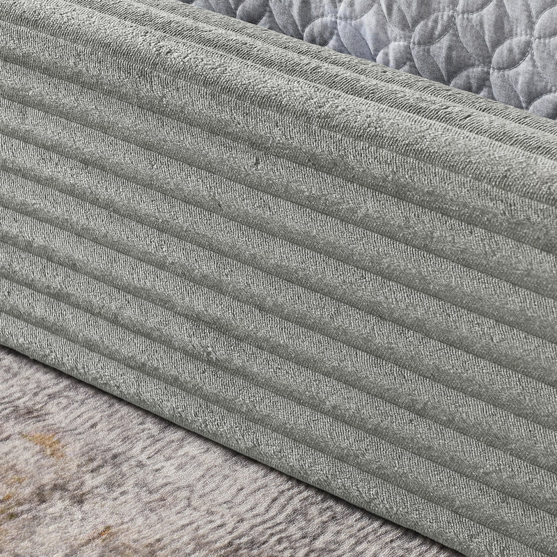 Lit tapissier avec structure en velours, lit plateforme avec tête de lit courbée décorative et structure en bois massif, aucun sommier tapissier requis