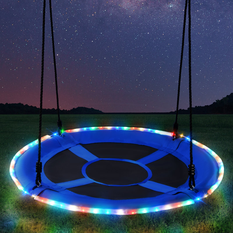 Klo Kick 40 inch Saucer Tree Swing with LED Lights, 2 Tree Hanging ...