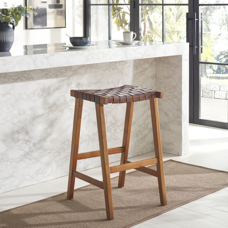 Tabouret de bar et de comptoir en cuir Alston, Tabouret de bar (siège d’une hauteur de 30 po), Naturel, Cognac