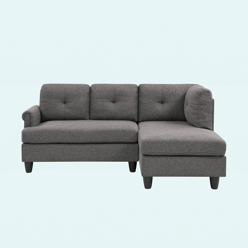 2 - Piece Upholstered Sectional, Gray Polyester