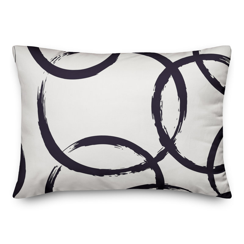 Ducret Geometric Outdoor Reversible Throw Pillow, Navy