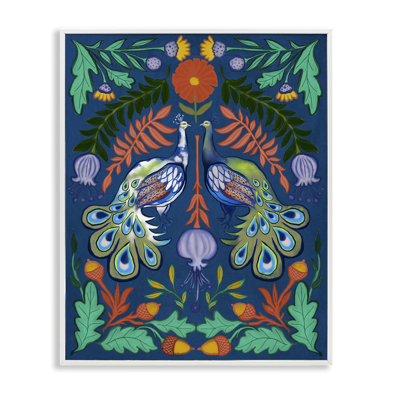 Reproduction d'art giclée encadrée par Peacocks & Botanicals en miroir, conception par Elizabeth Medley, H 30 po x l 24 po
