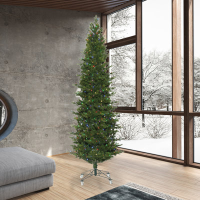 Sapin de noël artificiel vert 7,5 pi avec 550 lumières del multicolores et base lumières dura