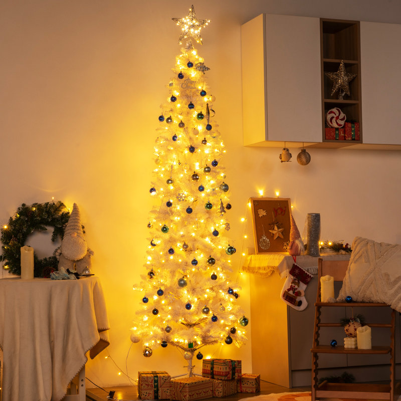 Arbre de Noël blanc illuminé, 7.5'