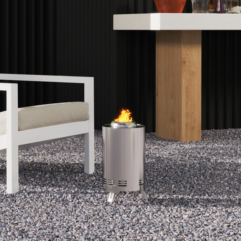 Cylinder Charcoal Smokeless Fire Pit, Silver