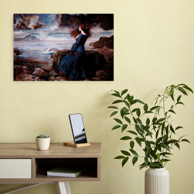 Miranda, The Tempest Classic Abstract Orchid Coastal Nature Wall Art Print by John William Waterhouse - Wrapped Canvas Print