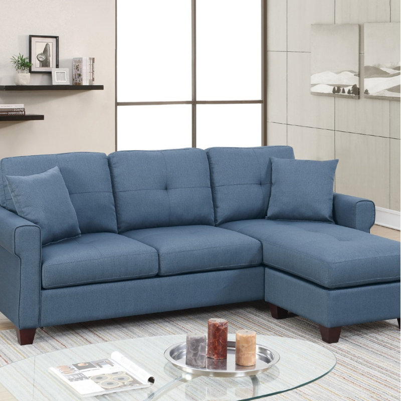 Canapé modulaire réversible en polyfibre capitonné, Tissu bleu