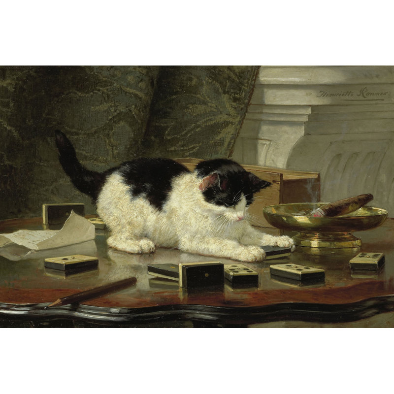 "Cat at Play", reproduction sur toile tendue, H 40 po x l 60 po