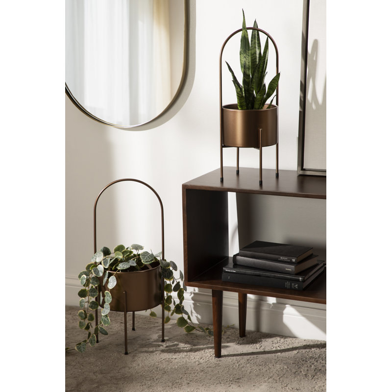 Asella Metal Pot Planter, Bronze