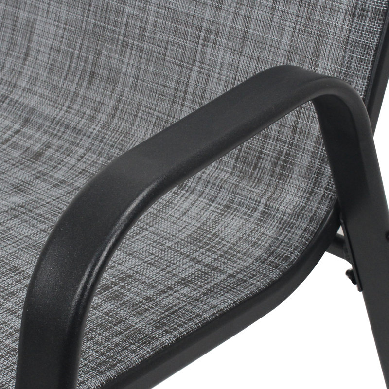Chaises de patio Calloway avec design ergonomique, tissu imperméable Teslin, Ensemble de 6, Gris