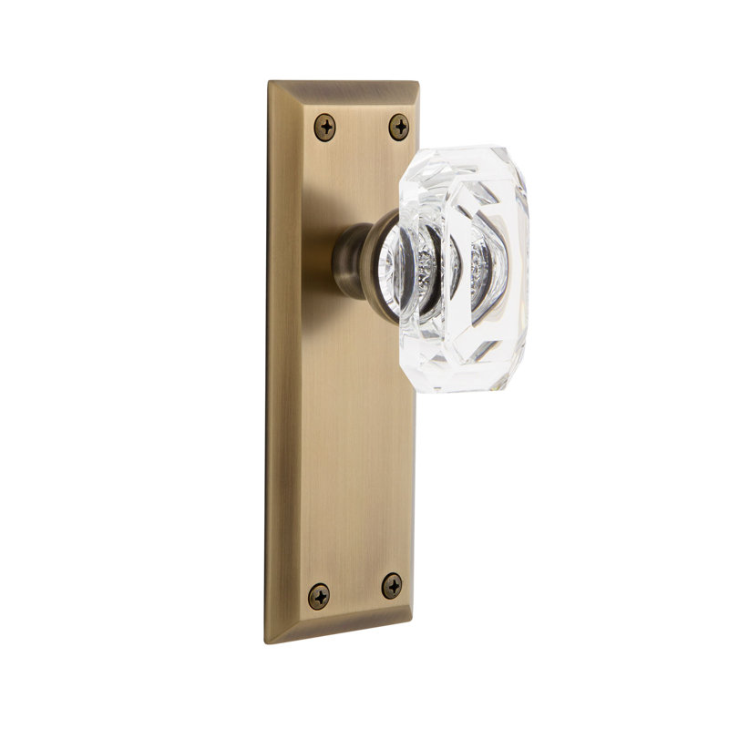 Poignée de porte en cristal Grandeur Fifth Avenue, 2 3/8", Laiton rétro