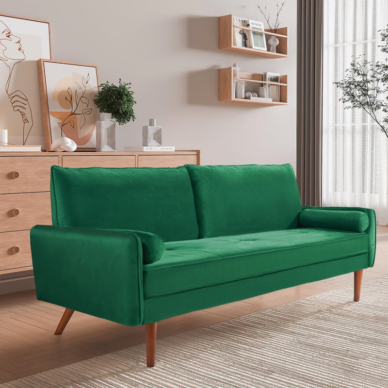 Canapé en velours Hefling 68,5 po, Velours vert