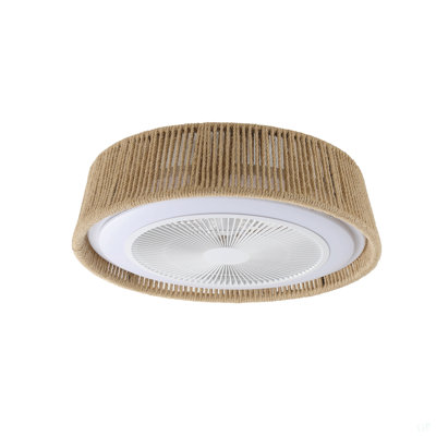 Ventilateur de plafond tressé 21 po Bohemian, télécommande silencieuse avec fonction de minuterie, température de couleur réglable, convient à la chambre à coucher et au salon