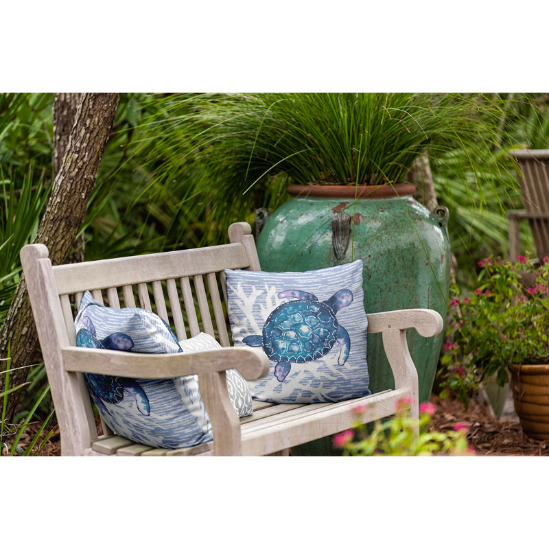 Coussin décoratif réversible intérieur / extérieur Beach Animal, H 20 po x l 20 po, Imprimé animalier Peri