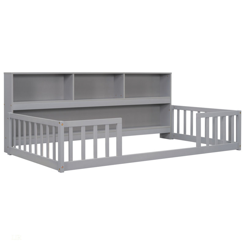Lit plateforme Jiah, Gris, Double