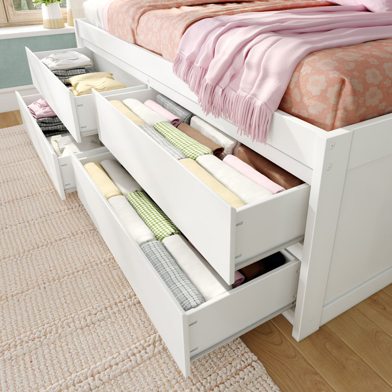 Jack Captain Bed with Storage Drawers, Twin, White
