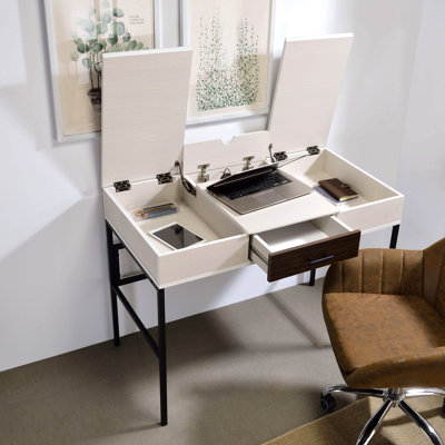 Natural & Black Finish Writing Desk W/Usb