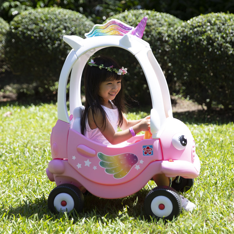 Grow'n Up my Unicorn Coupe - Magical Ride-On Toy with Glittered Horn, 360-Degree Spin Wheels & Parent Push Handle - Toddler Fantasy Vehicle with Working Horn