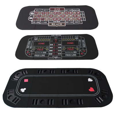 INO Design 3In1 table de poker pour poker Blackjack roulette jeux de casino pliables avec sac de transport noir