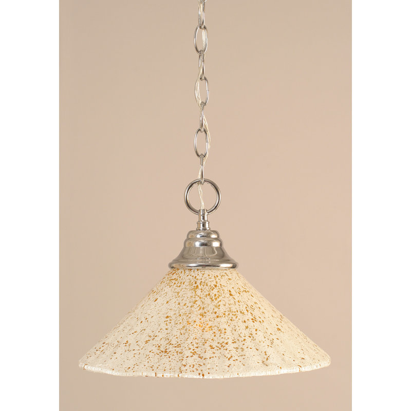 Chain Hung Pendant Shown With 12" Gold Ice Glass, Chrome