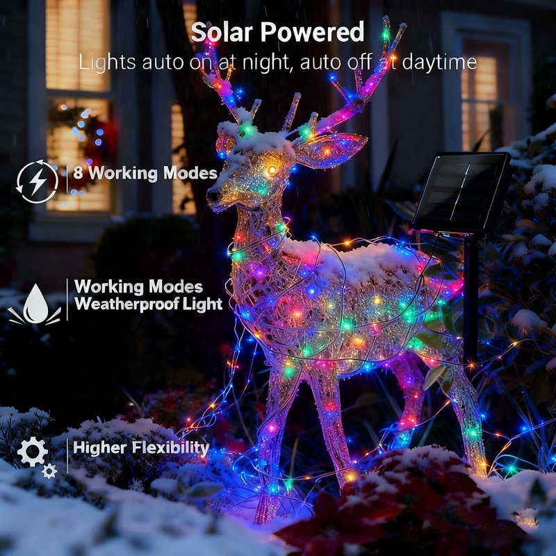 Dametria Solar String Light 200 - Bulb LED Fairy String Lights for Christmas Decor, Multicolor
