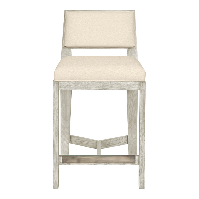 Scoville By Thom Filicia Upholstered Counter Stool with Solid Wood Frame, Wrenn, Kimoni naturel