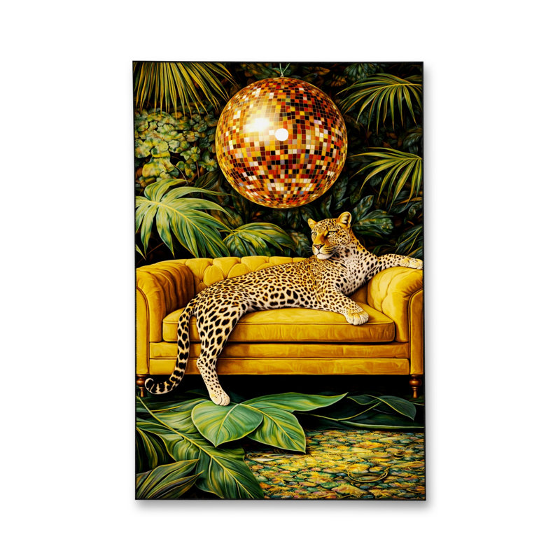 Tapis tissé à motif guépard jaune Mosso, 3'3" x 6'7"