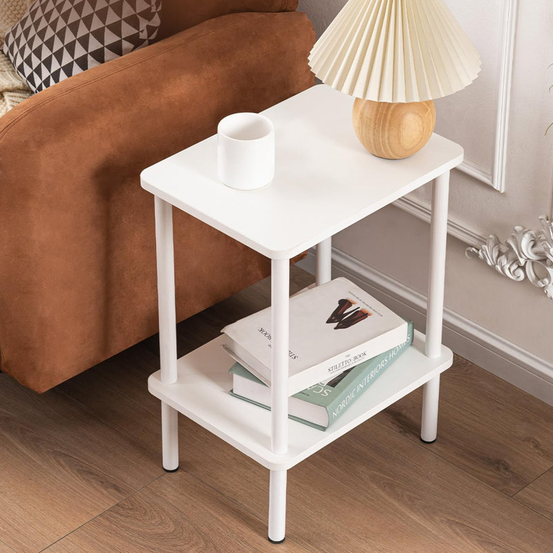 Ayvion End Table, White, White