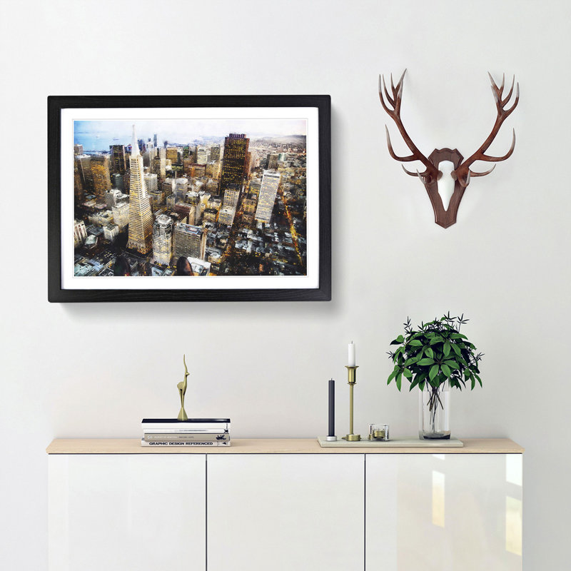 The San Francisco Skyline - Single Picture Frame Painting on MDF, Black Framed, 24cm H x 33cm W x 2cm D