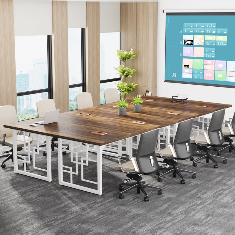 160cm W Rectangular Writing Desk, White, Brown