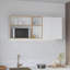 Armoire murale | Rangement 59 po à deux portes, chêne naturel blanc cassé, 4 tablettes + support à vaisselle | Moderne | Multi