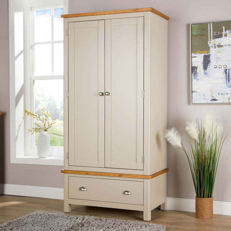 2 Door Solid + Manufactured Wood Wardrobe