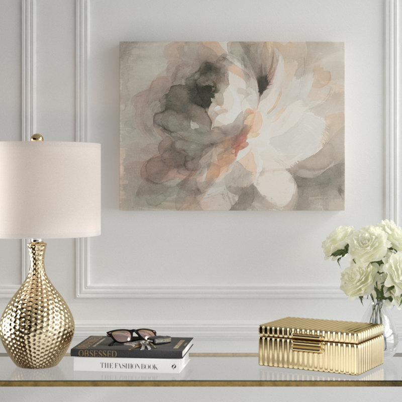 « abstract pivoine », reproduction de peinture à l’acrylique sur toile tendue, H 14 po x l 19 po x P 2 po