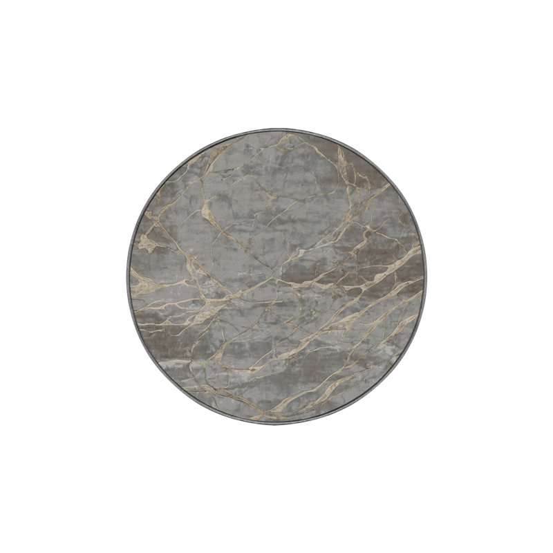 Machine Washable Gray Area Rug, Round 8'