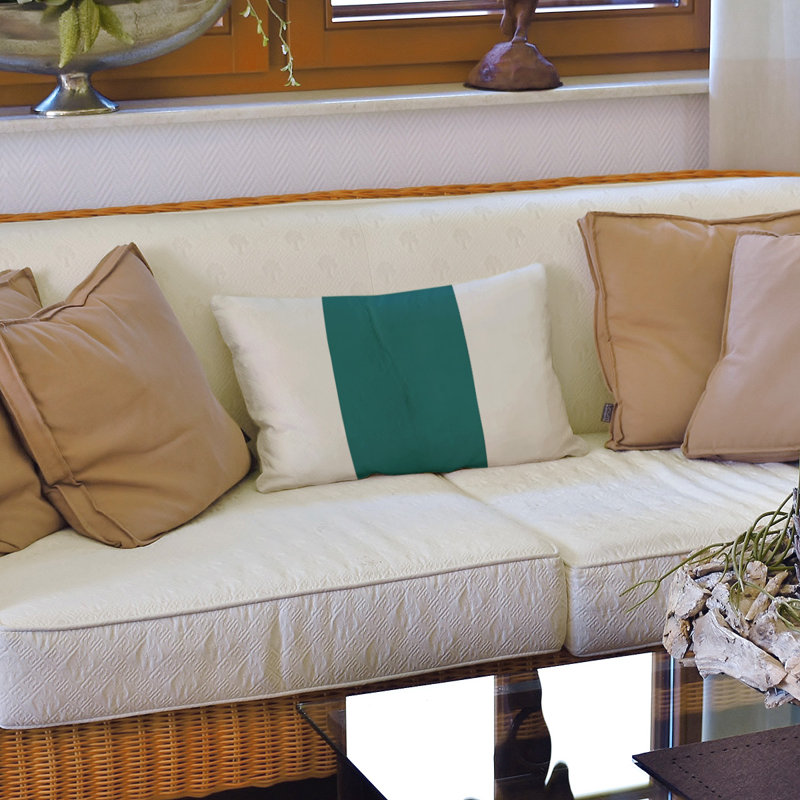 Housse de coussin lombaire Atlanta, Miami, Cyan foncé / blanc