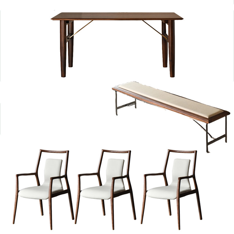 Walnut New Chinese dining table simple, 29.53"H x 62.99"L x 31.5"W