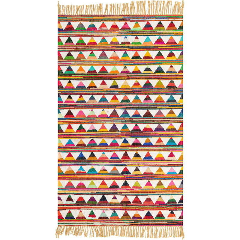 Jillann Cotton Geometric Indoor Rug, Rectangle 5'1" x 8'