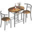HOMCOM 3-Piece Dining Table and Chairs Set Marble-Effect Top Rustic Brown