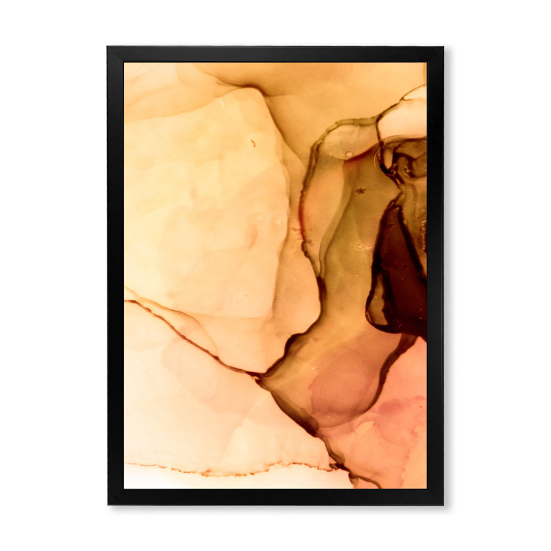 Art liquide sur fond jaune et orange, Toile avec cadre photo noir, H 20 po x l 12 po x P 1 po