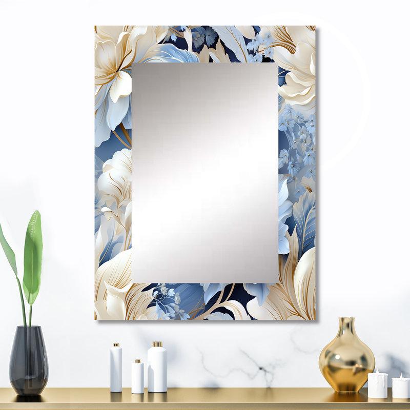 Motif victorien éthéré rococo Flourish - miroir mural floral, 32 po x 24 po