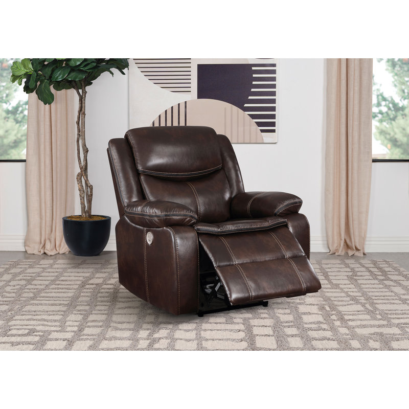 Fauteuil inclinable électrique Niculai brun foncé, Similicuir brun foncé